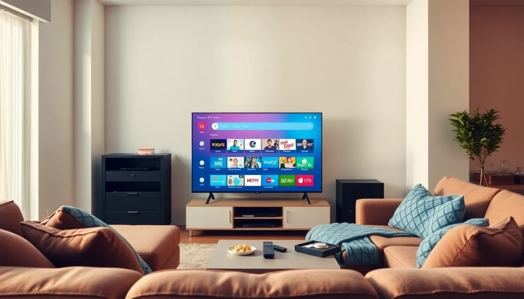 Experience a reliable iptv subscription in a modern living room with engaging channel displays.
