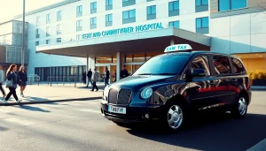 Hailing a taxi to Kent and Canterbury Hospital for a comfortable ride.