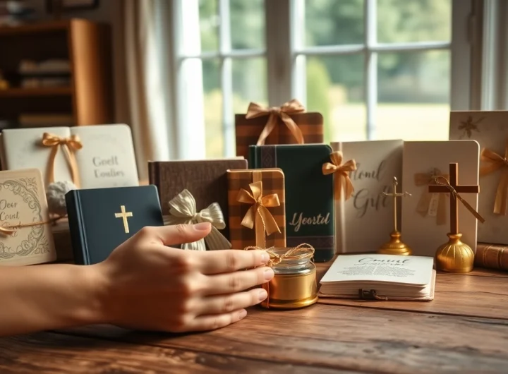 Explore unique Christian gifts beautifully arranged to inspire thoughtful giving.