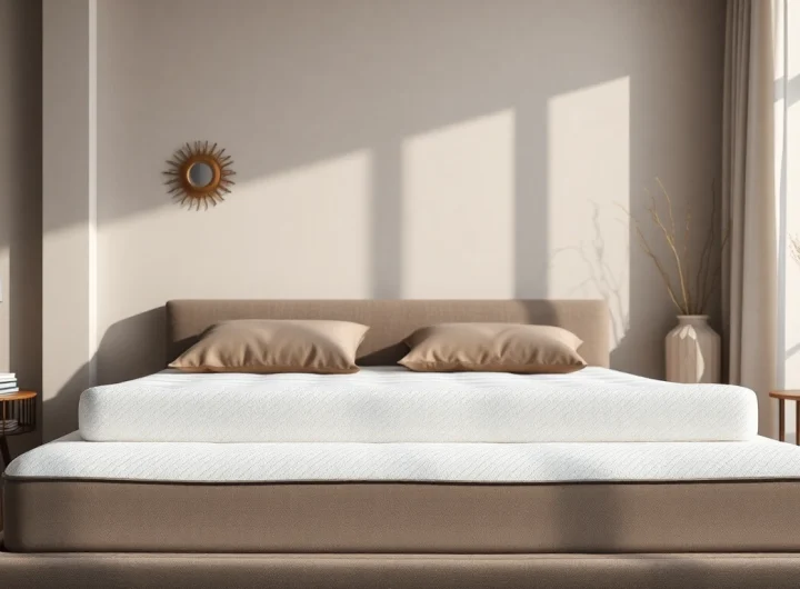 Materasso matrimoniale memory foam economico posizionato in una stanza elegante, ideale per il comfort notturno.